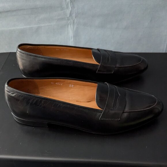 VINTAGE POLO RALPH LAUREN Mens Penny Loafers Shoes BLACK Leather 9B main image 7
